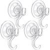 LUXEAR Suction Cup Hooks, Heavy-Duty Clear Reusable Shower & Wall Hooks – Waterproof Vacuum Seal for Kitchen, Bathroom, Window & Seasonal Decor, 4-Pac