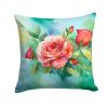 Oklahoma Roses in Watercolor Throw Pillow Machine Washable, Indoor Outdoor Decorative Pillow for Couch, Bed or Patio, 18Hx18W