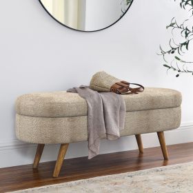 Ottoman Oval Storage Bench,Rubber Wood Legs, Gray (43.5"x16"x16")Brown