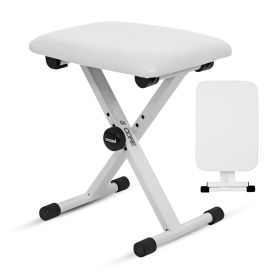 5 Core Keyboard Bench 2 Inch Padded Cushioned Piano Stool Height Adjustable Guitar Seat Folding Portable Musician Chair w Nonslip Rubber Feet Bla