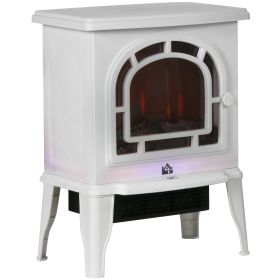 HOMCOM 18" Electric Fireplace Stove, Freestanding Fireplace Heater with Realistic LED Flame, Adjustable Temperature, Overheat Protection, 750W/1500W,