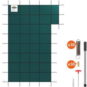 VEVOR Inground Pool Safety Cover, 22 ft x 42 ft Rectangular Winter Pool Cover with Right Step, Triple Stitched, High Strength Mesh PP, Good Rain Perme