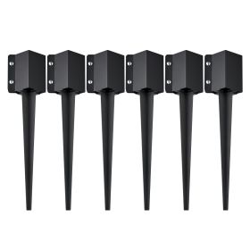 VEVOR Fence Post Anchor Ground Spike, 6 Pack 24 x 4 x 4 Inches Outer Diameter (Inner Diameter 3.5 x3.5 Inches), Metal Black Powder Coated Post Stake G