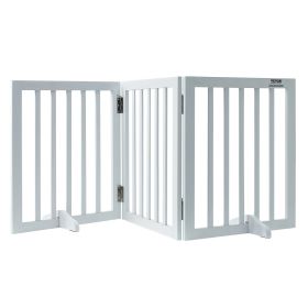 VEVOR Free Standing Dog Gate, 24" H x 60" W Freestanding Pet Gate, 3 Panels Foldable Dog Gate for Wide and Narrow Passageways, Expandable Dog Barrier