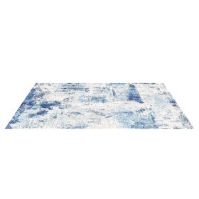 Large Area Rug 5 x 7 ft Anti-Skid and Tear-Resistant Floor Mat Modern Blue
