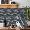 48 Pcs Black Gray Stone Brick Peel And Stick Wallpaper Home Decor Waterproof Self-Adhesive Stickers For Bathroom Kitchen Living Room Backsplash Detach