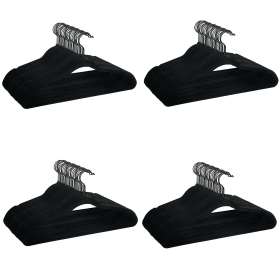 (120 PACK) Non-Slip Velvet Adult Clothing Hangers, 30 Pack, Black, Space Saving
