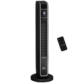 HOMCOM 2-In-1 Portable Electric Tower Heater, Oscillating Space Heater for Indoor Use with Remote Control, 8H Timer, Three Heating Modes(High, Low, Fa
