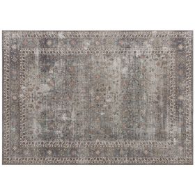 HOMCOM Machine Washable Area Rug 4x6, Non-Slip Traditional Floor Cover Foldable Carpet for Living Room, Dark Mixed-Brown