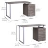47" L Computer Desk Writing Table Workstation with Multi-Use Reversible File Drawers Metal Frame Home Office Furniture, Dark Wood Grain