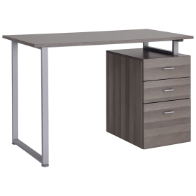 47" L Computer Desk Writing Table Workstation with Multi-Use Reversible File Drawers Metal Frame Home Office Furniture, Dark Wood Grain