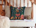 Welsh Terrier Christmas Throw Pillow Machine Washable, Indoor Outdoor Decorative Pillow for Couch, Bed or Patio, 14Hx14W
