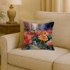 New York Roses in Watercolor Throw Pillow Machine Washable, Indoor Outdoor Decorative Pillow for Couch, Bed or Patio, 18Hx18W