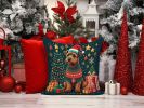 Welsh Terrier Christmas Throw Pillow Machine Washable, Indoor Outdoor Decorative Pillow for Couch, Bed or Patio, 14Hx14W