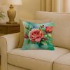 Oklahoma Roses in Watercolor Throw Pillow Machine Washable, Indoor Outdoor Decorative Pillow for Couch, Bed or Patio, 18Hx18W