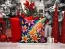Colorful Lilies Throw Pillow Machine Washable, Indoor Outdoor Decorative Pillow for Couch, Bed or Patio, 14Hx14W