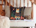 Shiba Inu Christmas Throw Pillow Machine Washable, Indoor Outdoor Decorative Pillow for Couch, Bed or Patio, 14Hx14W