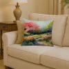 North Carolina Dogwoods in Watercolor Throw Pillow Machine Washable, Indoor Outdoor Decorative Pillow for Couch, Bed or Patio, 14Hx14W