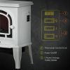 HOMCOM 18" Electric Fireplace Stove, Freestanding Fireplace Heater with Realistic LED Flame, Adjustable Temperature, Overheat Protection, 750W/1500W,