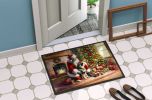 NEW Norwegian Elkhound and Santa Claus Doormat Front Door Mat Indoor Outdoor Rugs for Entryway, Non Slip Washable Low Pile, 18H X 27W