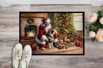 NEW Norwegian Elkhound and Santa Claus Doormat Front Door Mat Indoor Outdoor Rugs for Entryway, Non Slip Washable Low Pile, 18H X 27W