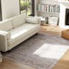 HOMCOM Machine Washable Area Rug 4x6, Non-Slip Traditional Flower Print Floor Carpet for Living Room, Bedroom, Grey and Brown