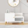 Shoe Storage Entryway Bench Shoe Rack with Storage Cabinet in White (31.5'')