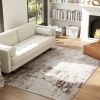 HOMCOM Machine Washable Area Rug 4x6, Non-Slip Modern Abstract Floor Carpet for Living Room, Bedroom, Dining Room, Mixed-Brown