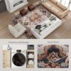 HOMCOM Area Rug 8x10, Machine Washable Rug, Non-Slip Boho Print Pattern Medallion Carpet for Living Room, Bedroom, Tawny Brown