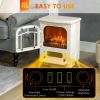 HOMCOM Fireplace Stove, Electric Fireplace Heater with Realistic LED Flames and Logs, 725W/1450W, Beige