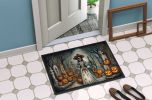 La Catrina Skeleton Spooky Halloween Doormat Front Door Mat Indoor Outdoor Rugs for Entryway, Non Slip Washable Low Pile, 24H X 36W