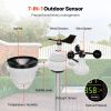 VEVOR 7-in-1 Wireless Weather Station, 7.5 in Large Color Display, Digital Home Weather Station Indoor Outdoor, for Temperature Humidity Wind Speed/Di
