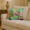 Connecticut Mountain Laurels in Watercolor Throw Pillow Machine Washable, Indoor Outdoor Decorative Pillow for Couch, Bed or Patio, 14Hx14W