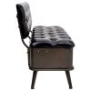 Storage Bench with Backrest 43.3" Black Faux Leather