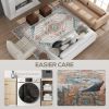 HOMCOM 5x7 Area Rug, Vintage Machine Washable Rug, Non-Slip Floor Carpet for Living Room, Bedroom, Dining Room, Brown and Blue