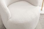 Teddy Fabric Swivel Accent Armchair Barrel Chair With Black Powder Coating Metal Ring,Ivory White