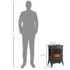 HOMCOM Electric Fireplace Heater Freestanding Fireplace Stove with 3-Side Realistic Flame Overheat Protection 750W/1500W, Black