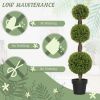 HOMCOM 2 PCS 45.3" Topiary Balls Boxwood Topiary Plants, 3 Ball Fake Plants in Pots for Indoor Outdoor Living Room, Green