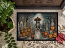 La Catrina Skeleton Spooky Halloween Doormat Front Door Mat Indoor Outdoor Rugs for Entryway, Non Slip Washable Low Pile, 24H X 36W