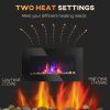 HOMCOM 28.5" 1450W Electric Wall-Mounted Fireplace with Flame Effect, 7 Color Background Light, Black