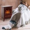 HOMCOM 22" Electric Fireplace Heater, Freestanding Fire Place Stove with Realistic LED Flames and Logs, and Overheating Protection, 725W/1450W, Red