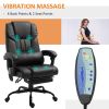 6-Point Vibration Massage Chair, Height Adjustable Reclining Computer Chair with Retractable Footrest, Black