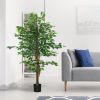HOMCOM 5ft Artificial Tree, Indoor Fake Ficus with Pot for Home Office Living Room Decor