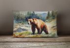 NEW Watercolor Wildlife Throw Pillow Throw Pillow for Indoor Couch Bed Outdoor Patio Washable, Kodiak Bear 2943,12Hx16W