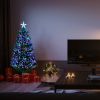 6ft Top With Stars PVC Material Fiber Optics 36 Lights With Snowflakes Colorful Color Change 230 Branches Christmas Tree Green