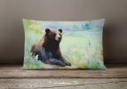 NEW Watercolor Wildlife Throw Pillow Throw Pillow for Indoor Couch Bed Outdoor Patio Washable, American Black Bear 2875,12Hx16W