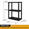 Plastic Shelves Garage Shelf Heavy Duty Shelving Unit 3-Tier 39"H x 14"D x 30"W Black-300 lbs