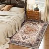 HOMCOM Area Rug 4x6, Machine Washable Rug, Non-Slip Boho Print Pattern Medallion Carpet for Living Room, Bedroom, Tawny Brown