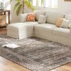 HOMCOM Machine Washable Area Rug 8x10, Non-Slip Traditional Floor Cover Foldable Carpet for Living Room, Dark Mixed-Brown