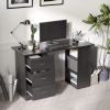 47 Inches Home Office Desk with 3-Tier Storage Shelves, Computer Desk with Drawers, Study Writing Table, Black